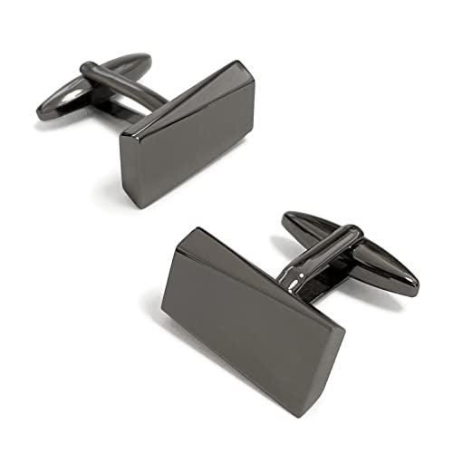 MERIT OCEAN Black Classic Cufflinks for Men Stainless Steel Wedding Business Gifts - Image 1
