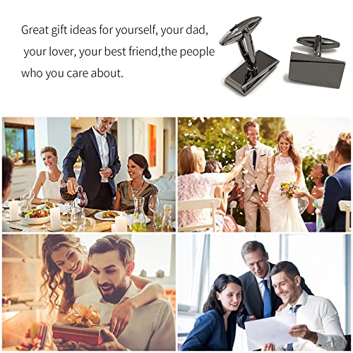 MERIT OCEAN Black Classic Cufflinks for Men Stainless Steel Wedding Business Gifts - Image 4