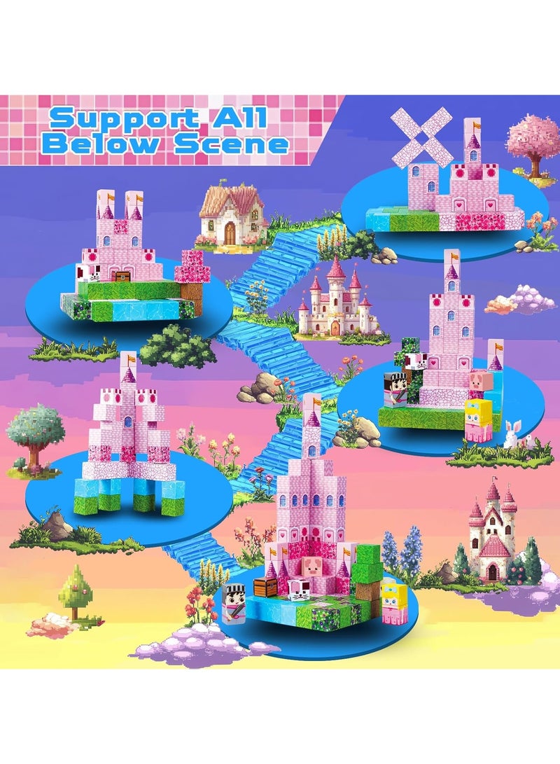 Magnetic Building Blocks - 100 Pieces Magnetic Blocks, Building Castle Princess Castle Garden STEM Cubes Construction Toy Toddler Toys, for Ages 3+  - Image 3