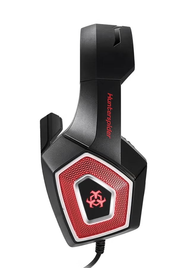 Hunterspider V-1 Wired Gaming Headset – 3.5mm Over-Ear Headphones with Noise Cancelling Mic & LED Lights Compatible with PC, Laptop, PS4, Xbox One - Image 2