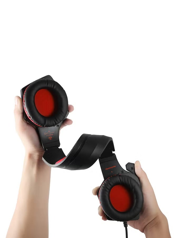 Hunterspider V-1 Wired Gaming Headset – 3.5mm Over-Ear Headphones with Noise Cancelling Mic & LED Lights Compatible with PC, Laptop, PS4, Xbox One - Image 3