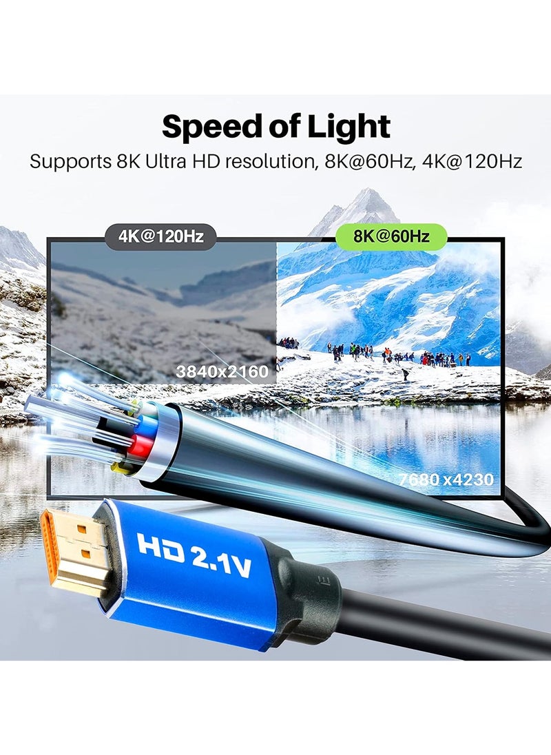 فلوينغ كابل HDMI 8K 2.1 48Gbps للتلفزيون والكمبيوتر وجهاز فك التشفير PS4 وPS5 كابل توصيل 8K 60Hz 4K 120Hz  - Image 2