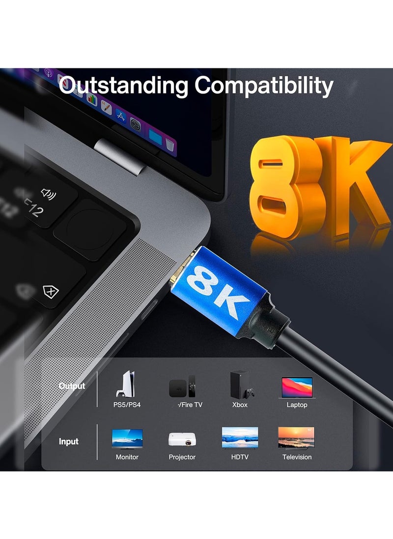 فلوينغ كابل HDMI 8K 2.1 48Gbps للتلفزيون والكمبيوتر وجهاز فك التشفير PS4 وPS5 كابل توصيل 8K 60Hz 4K 120Hz  - Image 4