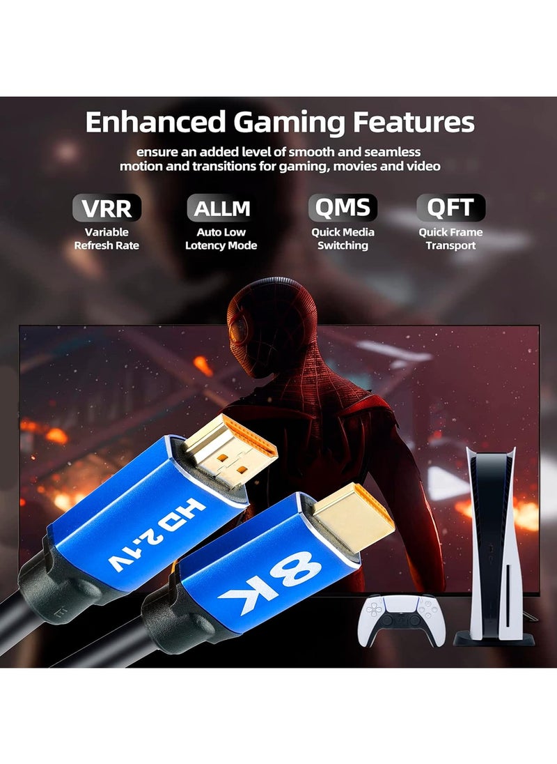 فلوينغ كابل HDMI 8K 2.1 48Gbps للتلفزيون والكمبيوتر وجهاز فك التشفير PS4 وPS5 كابل توصيل 8K 60Hz 4K 120Hz  - Image 5
