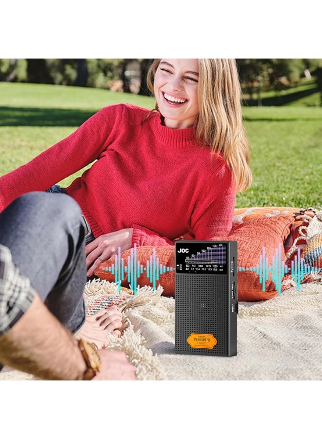 JOC TG-022 Portable Lightning-Resistant Radio, FM AM SW Multi-Band Radio with Rechargeable 14500 Battery, Loud Speaker, Headphone Jack and DC 5V Charging - Image 4