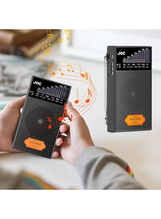 JOC TG-022 Portable Lightning-Resistant Radio, FM AM SW Multi-Band Radio with Rechargeable 14500 Battery, Loud Speaker, Headphone Jack and DC 5V Charging - Image 5