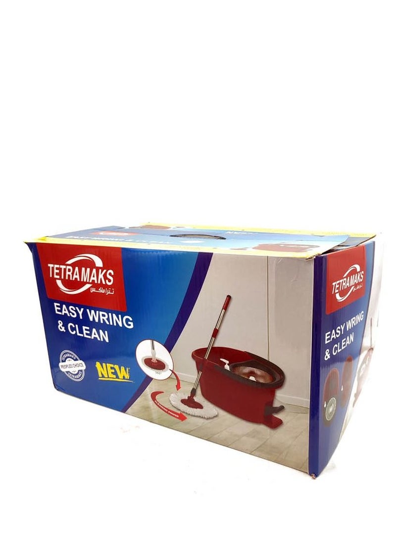 360 Degree Rotating Magic Mop Set With Red Bucket