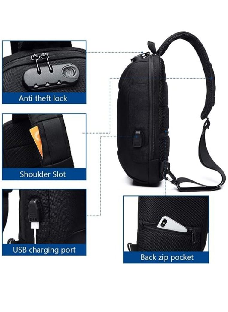 أوزوكو حقيبة ظهر بحمالة كتف مضادة للسرقة وحقيبة ظهر كروسبودي مقاومة للماء مع منفذ شحن USB خفيف الوزن غير رسمي - Image 2