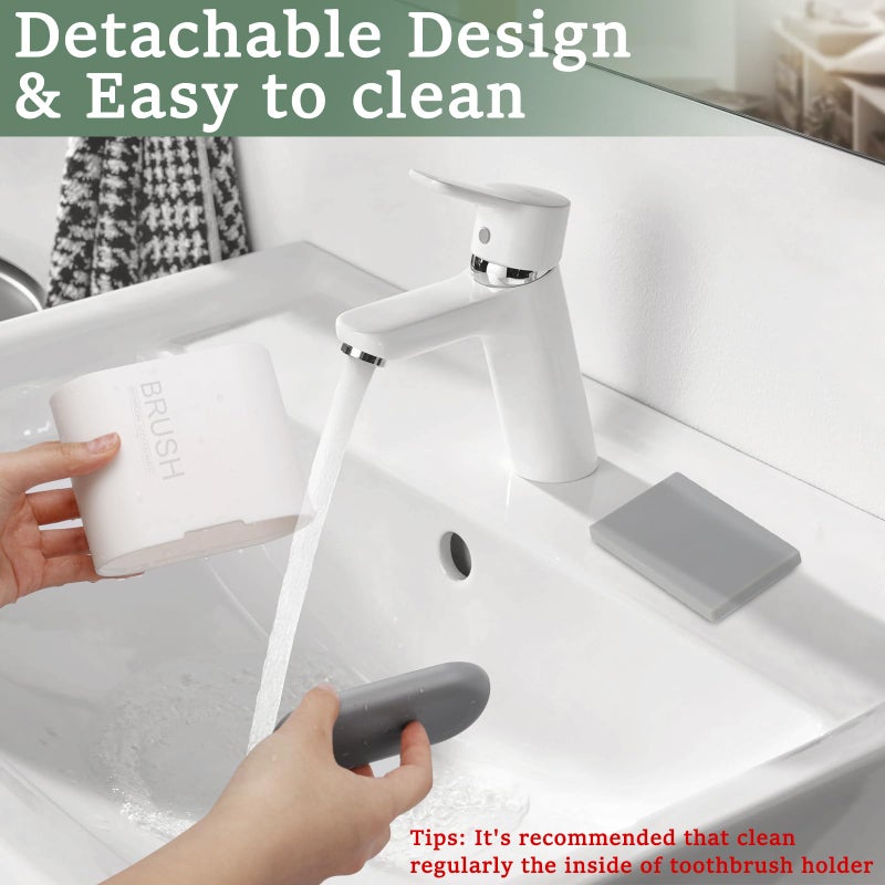 Chintu Toothbrush and Toothpaste Holder with Divider for Bathroom Countertop Organizer, Detachable for Easy Clean,Electric Toothbrush Holders Storage Caddy for Family (White/Gray) - Image 5