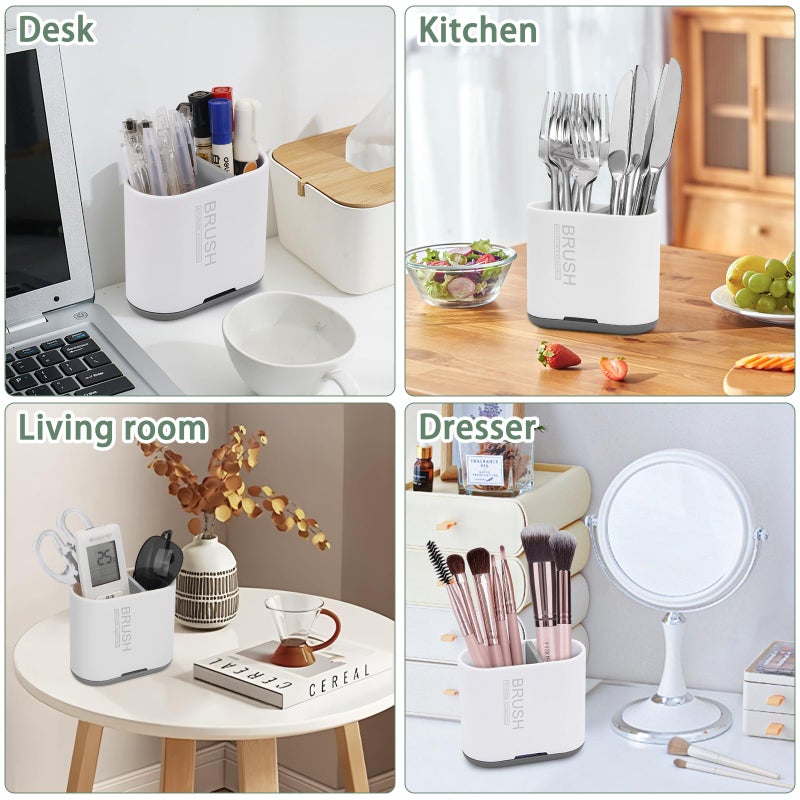 Chintu Toothbrush and Toothpaste Holder with Divider for Bathroom Countertop Organizer, Detachable for Easy Clean,Electric Toothbrush Holders Storage Caddy for Family (White/Gray) - Image 4