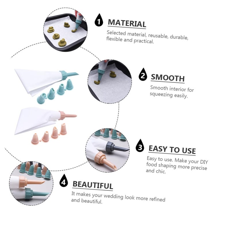 Reusable Icing Piping Bags Set of 2 Pastry Bags with Tips for Cake Decorating Random Color - Image 5