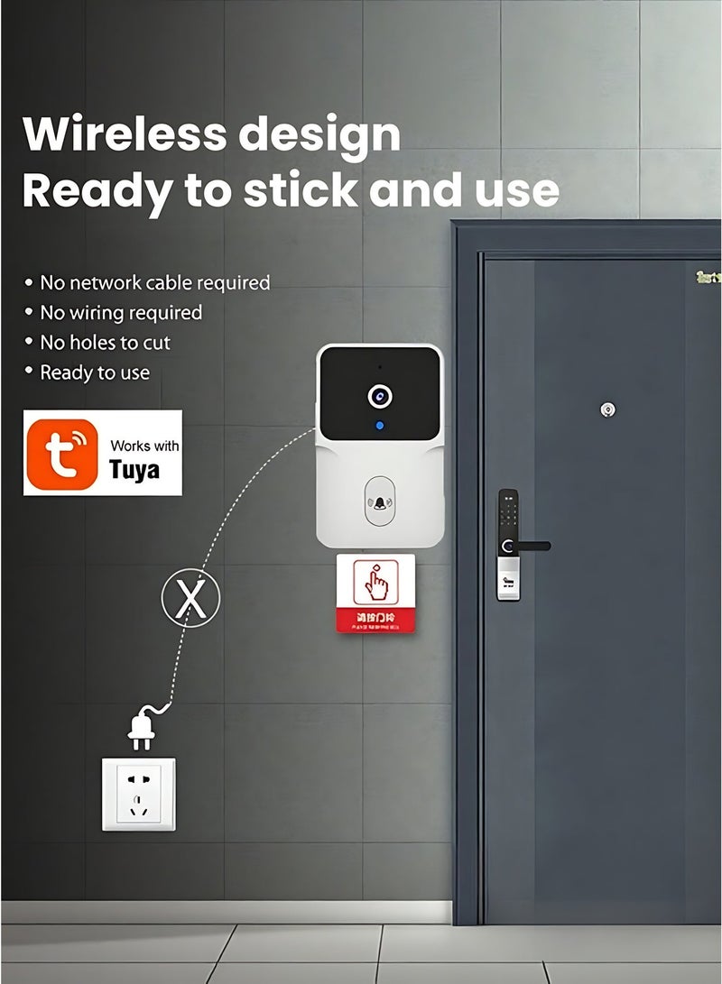 Wireless Video Doorbell Camera with HD Night Vision & 2-Way Audio, WiFi Smart Doorbell with App Remote Control, Easy Wireless Installation, Outdoor Home Security Camera for Villas & Apartments - Image 2
