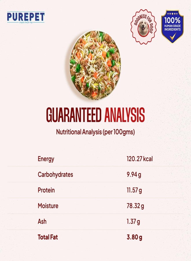 Purepet Fresh Dog Food Mutton Biryani, for Adult & Puppy, 100gm | High Protein, 65% Real Meat, 35% Veggies & Rice | No Preservatives | Ready to Serve | All Breeds | One Pack One Meal - Image 5