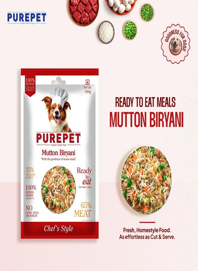 Purepet Fresh Dog Food Mutton Biryani, for Adult & Puppy, 100gm | High Protein, 65% Real Meat, 35% Veggies & Rice | No Preservatives | Ready to Serve | All Breeds | One Pack One Meal - Image 2