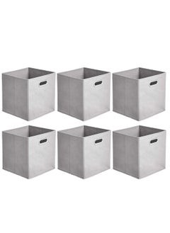 Excefore Collapsible Fabric Storage Cubes with Oval Grommets 6-Pack Light Grey  - Image 1