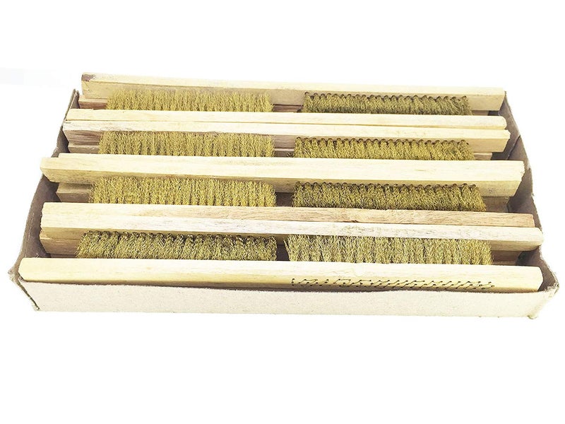 SWISSO 3 Row Soft Brass Bristol Brush Wooden Handle 95 Wire Brush Lot of 20 - Image 1