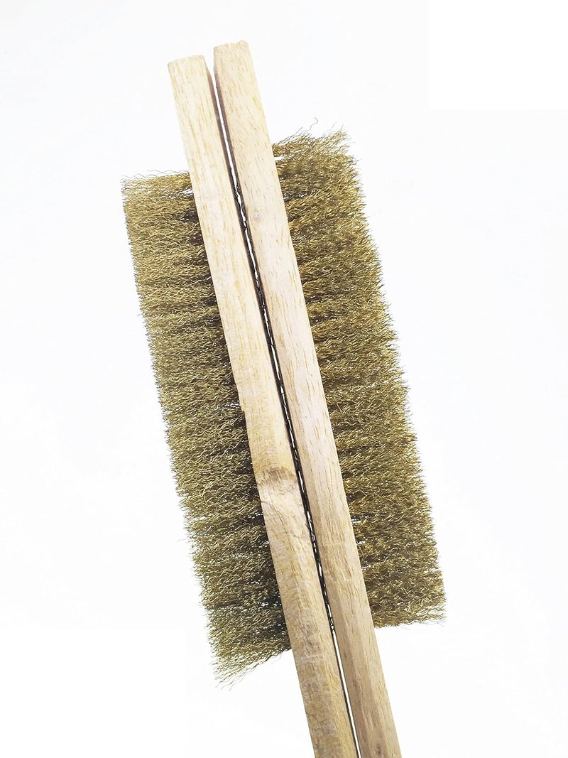 SWISSO 3 Row Soft Brass Bristol Brush Wooden Handle 95 Wire Brush Lot of 20 - Image 3