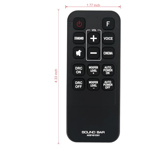 Vinabty AKB74815301 Replaced Remote fit for LG Soundbar Sound Bar S55A3-D LAS454B S45A1-D LAS453B SH3B SPH3B-W SH3K SJ4Y SPH4B-W LAS485B SPH4BW S45A1D S55A3D SPH3BW SJ7 SK4D LAS464B SK3D LAC553B LAS260B - Image 4