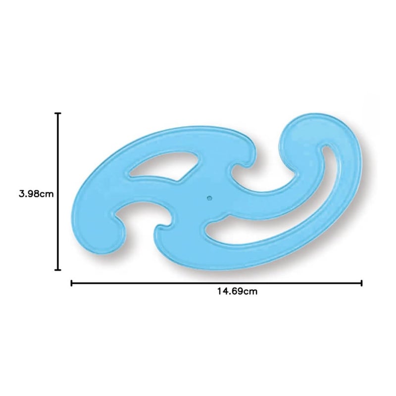 STAEDTLER Mars Professional French Curve Design Ruler Set for Pattern Making, 3 Essential A B C Shapes, Blue Transparent Plastic with Inking Edge - Image 5