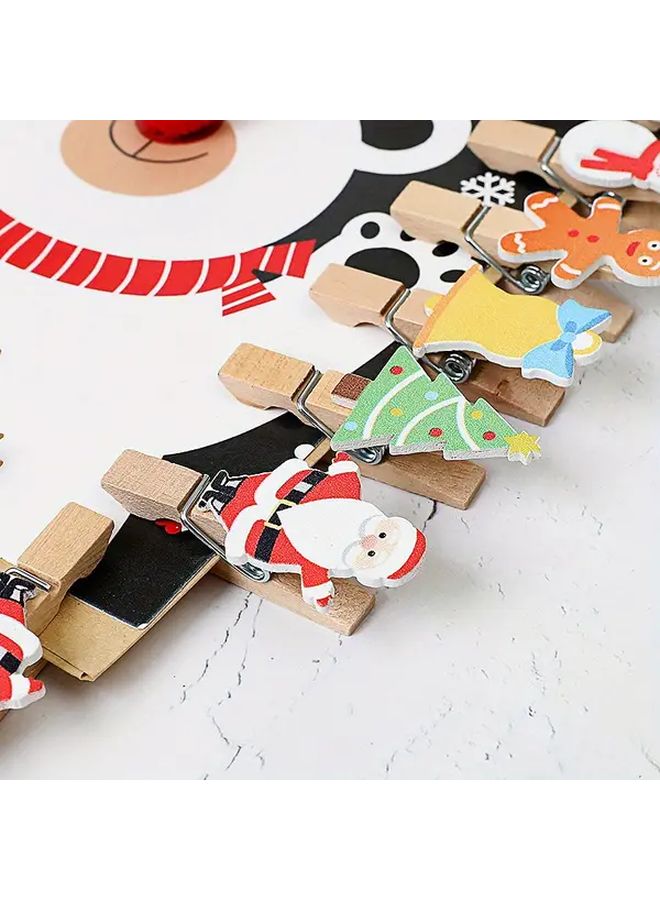 10 Wood Christmas Clips Santa Claus Gingerbread Snowman Pattern A06 - Image 3