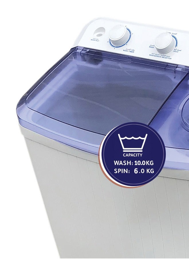 Arrow - 10 KG Twin Tub Washing Machine, Semi-Automatic, Turbo Wash Technology, Rust-Free Design, Streamlined & Lightweight for Easy Installation, White Color | Model No: RO-11TTB - Image 1