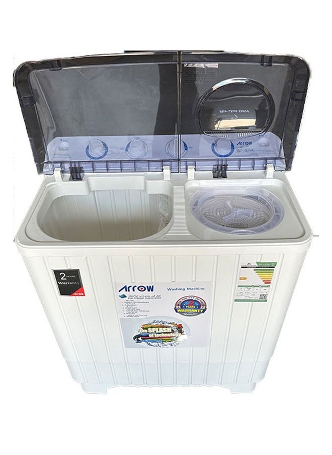 Arrow - 10 KG Twin Tub Washing Machine, Semi-Automatic, Turbo Wash Technology, Rust-Free Design, Streamlined & Lightweight for Easy Installation, White Color | Model No: RO-11TTB - Image 1
