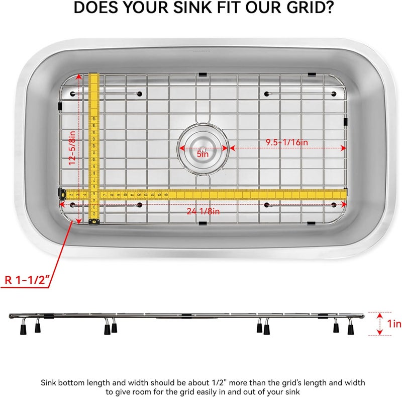 SettleDown Stainless Steel Sink Grid and Protectors for Bottom of Kitchen Sink,24" x 12" Sink Protector - Image 2