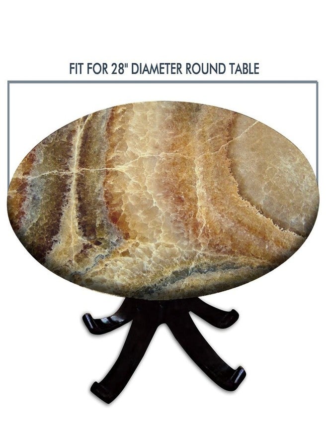 fovditca Round Fitted Polyester Tablecloth with Elastic Edge, Lines Marble Washable Wipeable Table Cloth, for Outdoor Picnic Camping and Indoor Kitchen Dining Party, 28"(Round) - Image 4