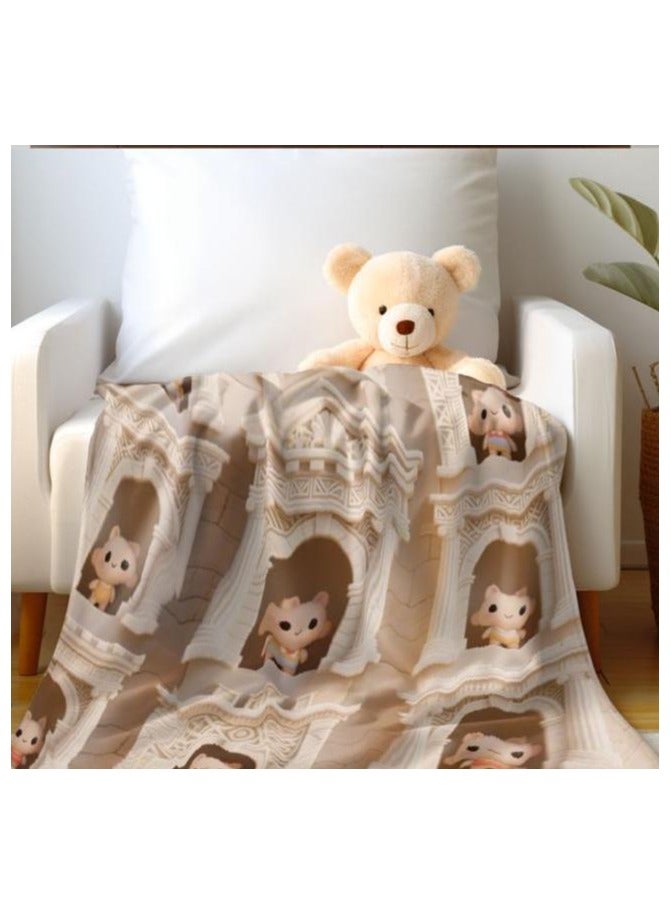 عام بطانية رقيقة من الفانيلا الكرتونية للأطفال أو الطلاب (دافئة ومريحة ومناسبة للنوم والألعاب) 100 سم * 150 سم - 956 - Image 1