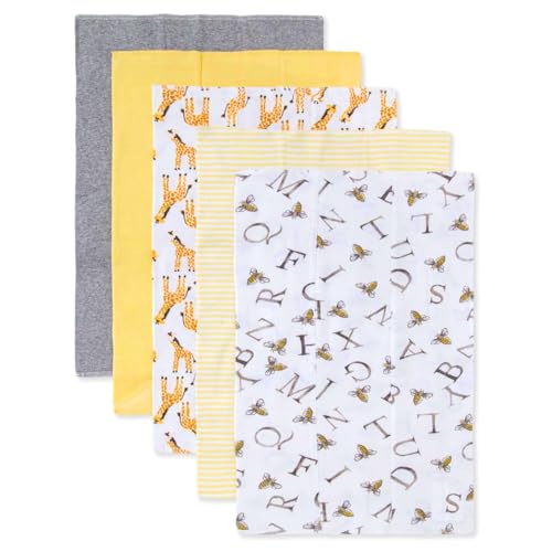 TuddyBuddy Baby Burp Cloth Towel Napkins for Baby Large 17x12 Inches, Fine Double Layer 100% Cotton (5 Pcs Burp Towels, Giraffe AOP) - Image 4