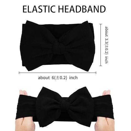 kexinstar Baby Bow Headbands 3 Pcs Baby Girl Headbands with Bows Soft Nylon Kahki/White/Black Headband Bows for Baby Girls, Newborns, Infants - Image 5
