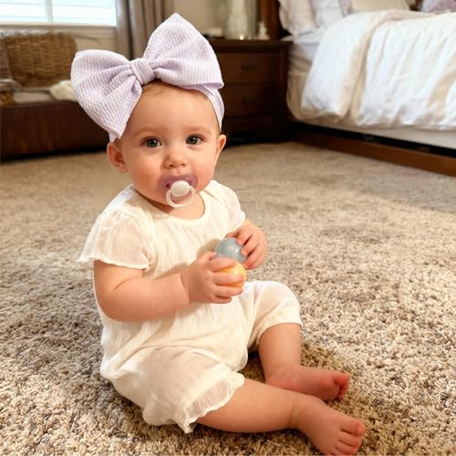 kexinstar Baby Bow Headbands 3 Pcs Baby Girl Headbands with Bows Soft Nylon Kahki/White/Black Headband Bows for Baby Girls, Newborns, Infants - Image 3