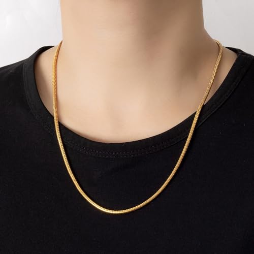 Dankadi Italy 925 Sterling Silver Snake Chain Necklace Men Women 3MM4MM Rolo Link Round Chain Chokers 18 20 22 24 26 28 30 Unisex Fine Jewelry Gift 3MM Gold 20 inches - Image 3