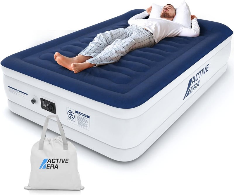 ACTIVE ERA Luxury Double Size Air Mattress - Elevated Inflatable Air Bed, Electric Built-in Pump, Raised Pillow & Structured I-Beam Technology - Image 1