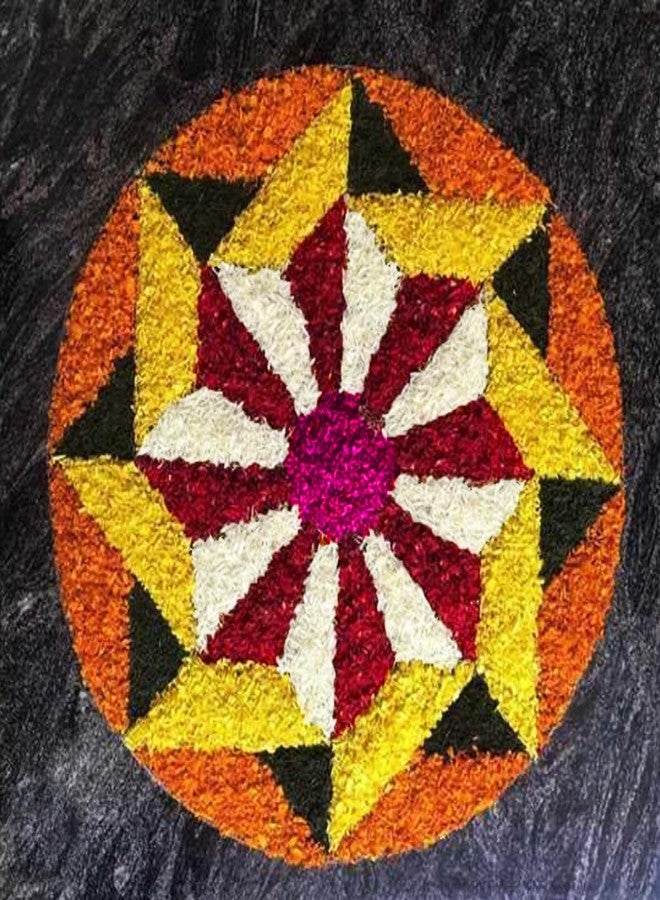 StromX Super Soft Microfiber Traditional Modern Rangoli Door Mat for Home, Temple, Living Room, Kitchen, Door Entrance (24 X 24 Inch, Floral), Design Mat010, Round, Multicolor - Image 1