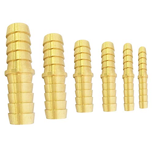 TL TOOLEGIN Brass Hose Barb Fitting Union/Splicer/Mender/Joiner Assortment Kits, 3/16" 1/4" 5/16" 3/8" 1/2" 5/8" Barbed x Barbed 6pcs - Image 1