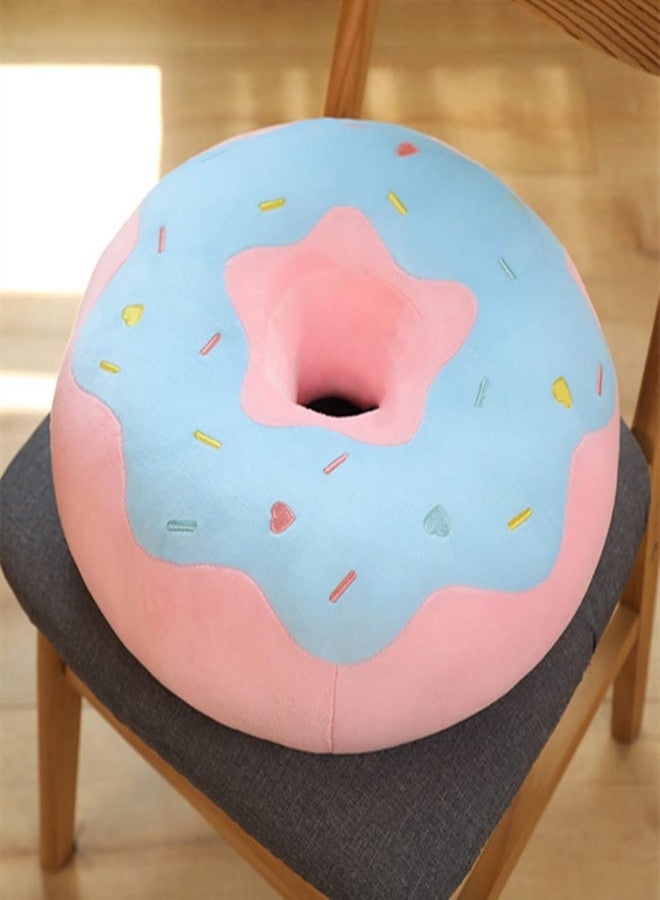 YUDONG Round Donut Pillow 16 Inches Soft Plush Funny Food Stuffed Decor Seat Pad Cushion for Couch Chair Floor Sofa (Blue Pink) - Image 2
