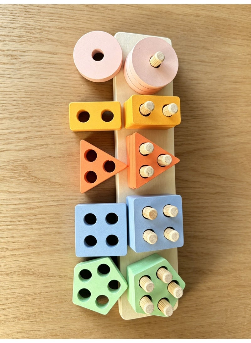 Wooden Shape Sorter Toy, Color Matching Peg Board with Geometric Stacking Blocks, Toddler Sorting And Stacking Toys for 1 2 3 Year Old, Fine Motor Play, Birthday Eid Gifts - Image 2