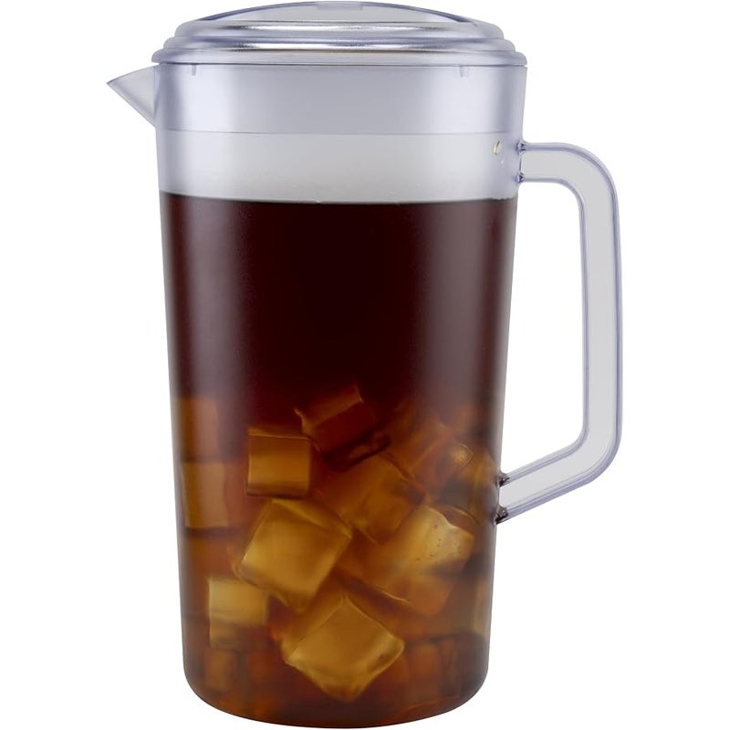 Get G.E.T. Enterprises Heavy-Duty 1 Gallon Plastic Pitcher with Lid, Clear, BPA Free - Image 1