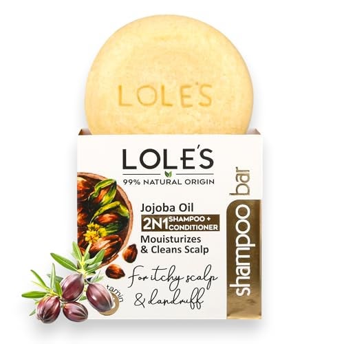 LOLE'S Shampoo Bar and Conditioner 2in1 with Jojoba Oil for Itchy Scalp & Dandruff, Moisturizes & Cleans Scalp, Travel Shampoo, Silicone Free, 3.5Oz - Image 1