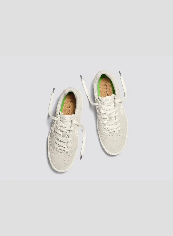 Cariuma VALLELY Vintage White Suede Ivory Logo Sneaker