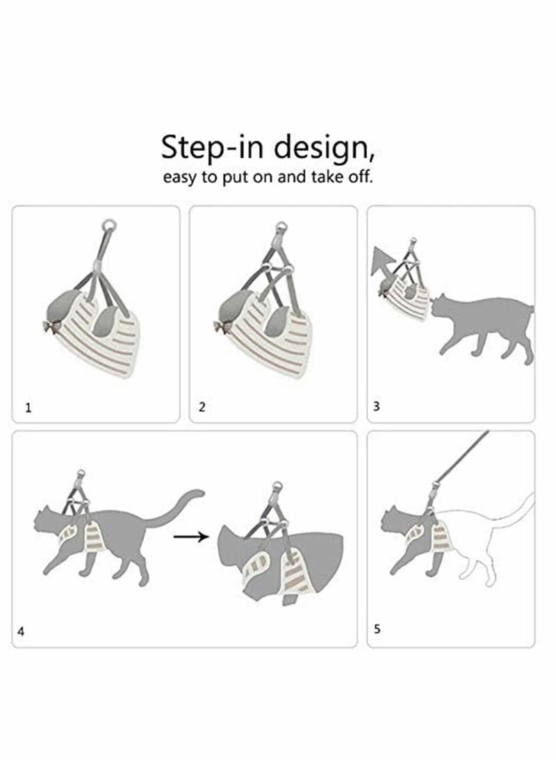 Y&D - Cat Harness and Leash for Walking, Adjustable Vest Harnesses Cats, Kitten Escape Proof, Lightweight Soft Comfortable Walking Travel Petsafe (Size: M) - Image 1