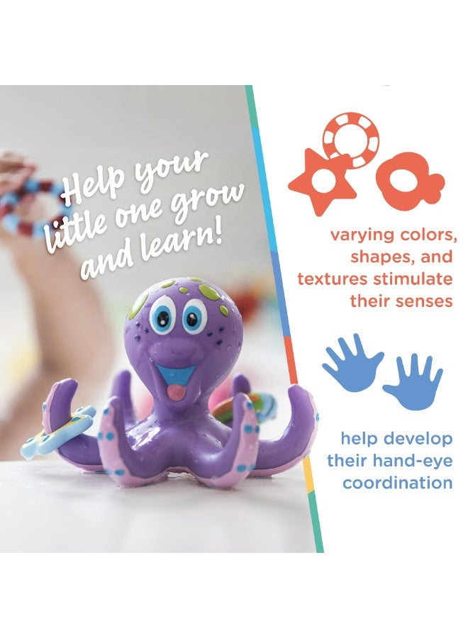 spa luxetique Octopus Ring Toss Bath Toy - 6-Piece Baby Sensory Water Play Set (Purple) | Soft Rubber, BPA-Free, Fine Motor Skills Training  - Image 3