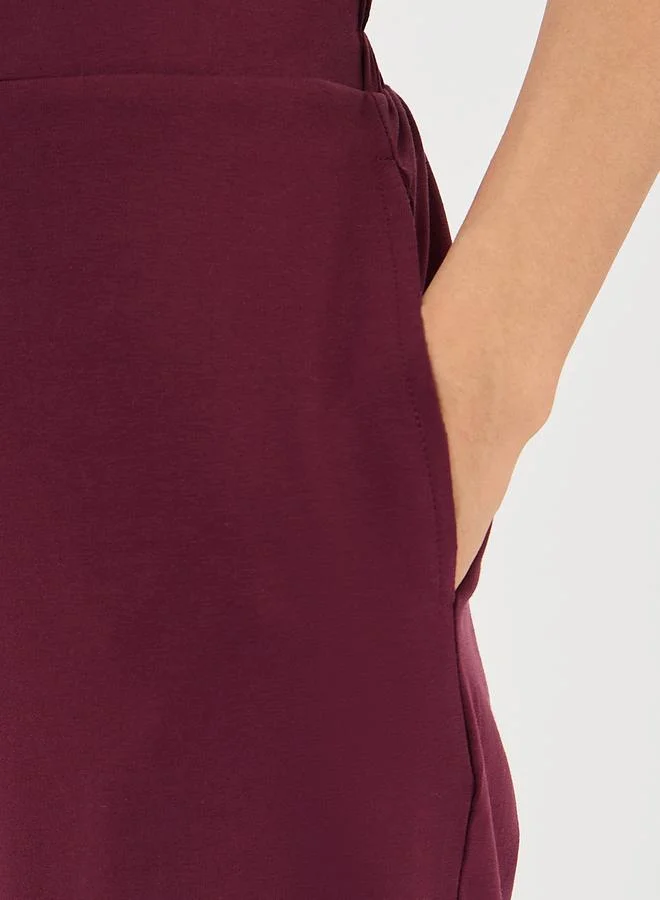 Femmella  Burgundy Wide Leg Trousers for Women | Best Price UAE