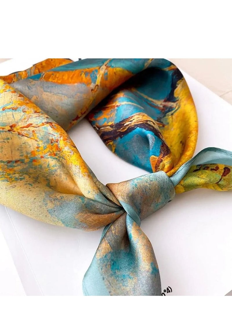 KASTWAVE 100% Mulberry Silk Neck Scarf 21"x21" Small Square Scarfs for Women, Silk Bandana, Square Silk Scarf for Women, Bag Handle Scarf - Image 1