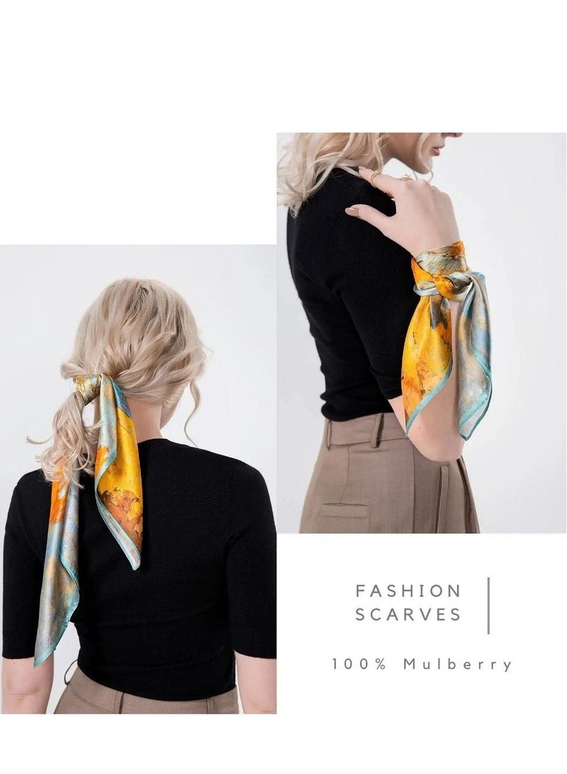 KASTWAVE 100% Mulberry Silk Neck Scarf 21"x21" Small Square Scarfs for Women, Silk Bandana, Square Silk Scarf for Women, Bag Handle Scarf - Image 3