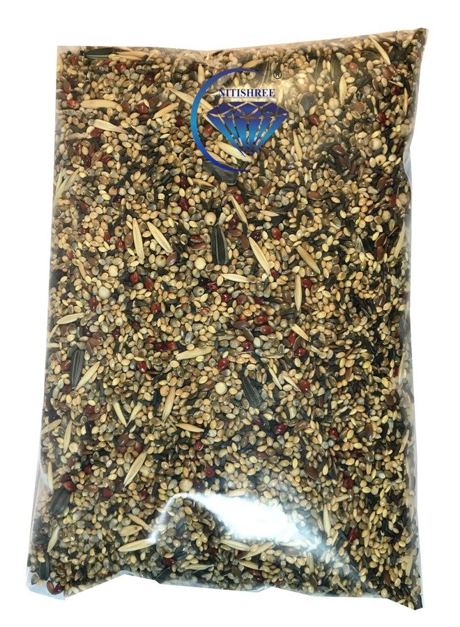 طعام نيتيشري المميز للطيور، مزيج من 11-15 نوعًا من البذور للببغاوات الصغيرة، والكوكاتيل، وطيور الحب، والعصافير الصغيرة (1000 جم) - Image 1