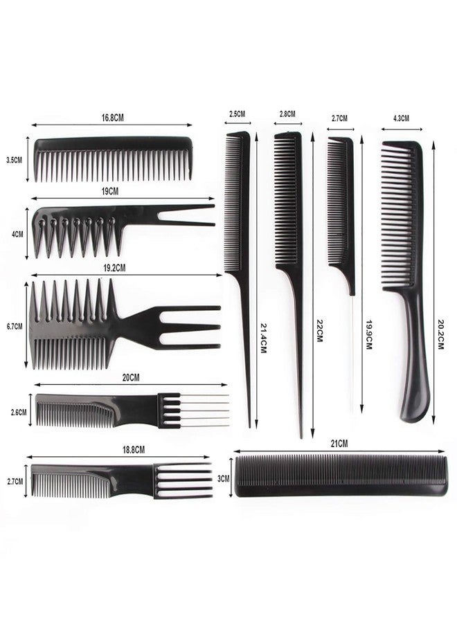 BSBDA Hair Stylists Professional Styling Comb Set, Great for All Hair Types & Styles Comb set kit Multifunction Anti-Static Barbers Brush Combs Tool for Women Men Kids 10PCS OF 1 SET, BLACK - Image 2