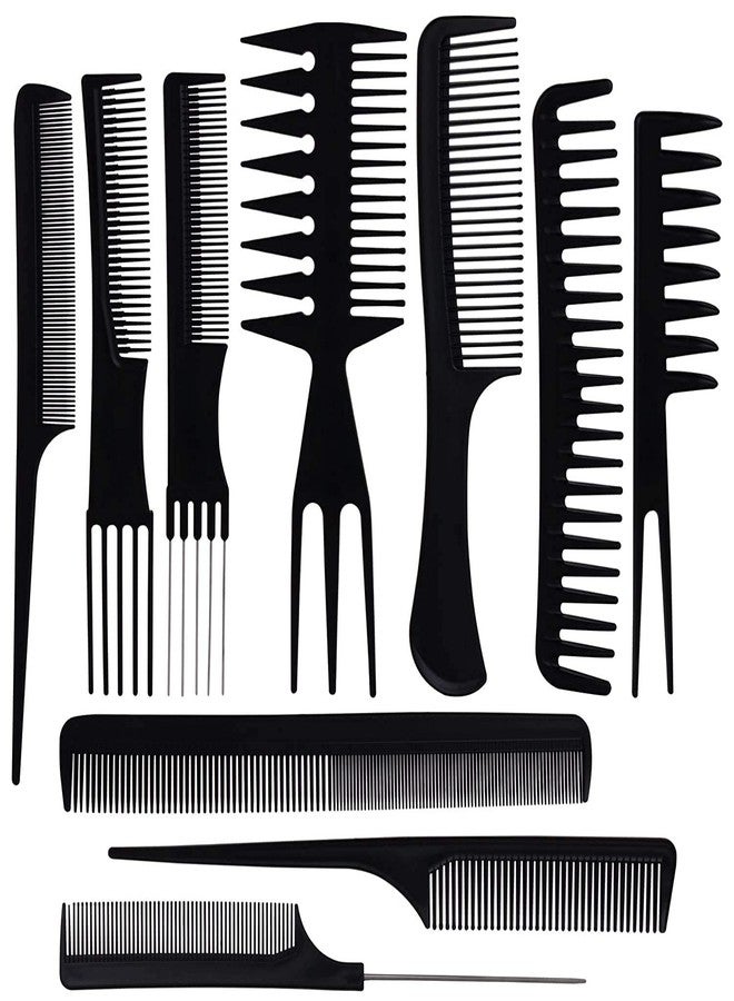 BSBDA Hair Stylists Professional Styling Comb Set, Great for All Hair Types & Styles Comb set kit Multifunction Anti-Static Barbers Brush Combs Tool for Women Men Kids 10PCS OF 1 SET, BLACK - Image 1