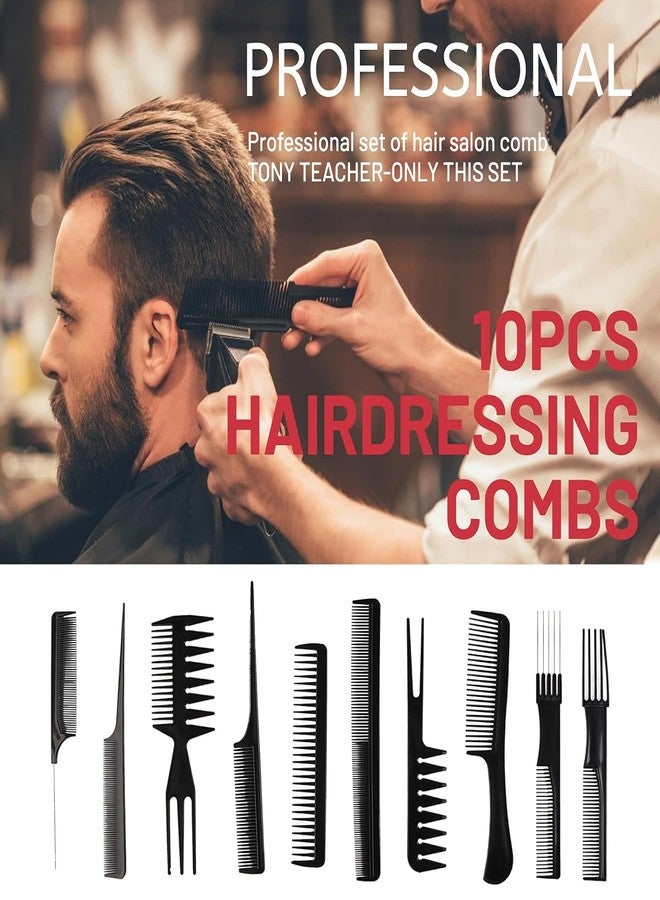BSBDA Hair Stylists Professional Styling Comb Set, Great for All Hair Types & Styles Comb set kit Multifunction Anti-Static Barbers Brush Combs Tool for Women Men Kids 10PCS OF 1 SET, BLACK - Image 5